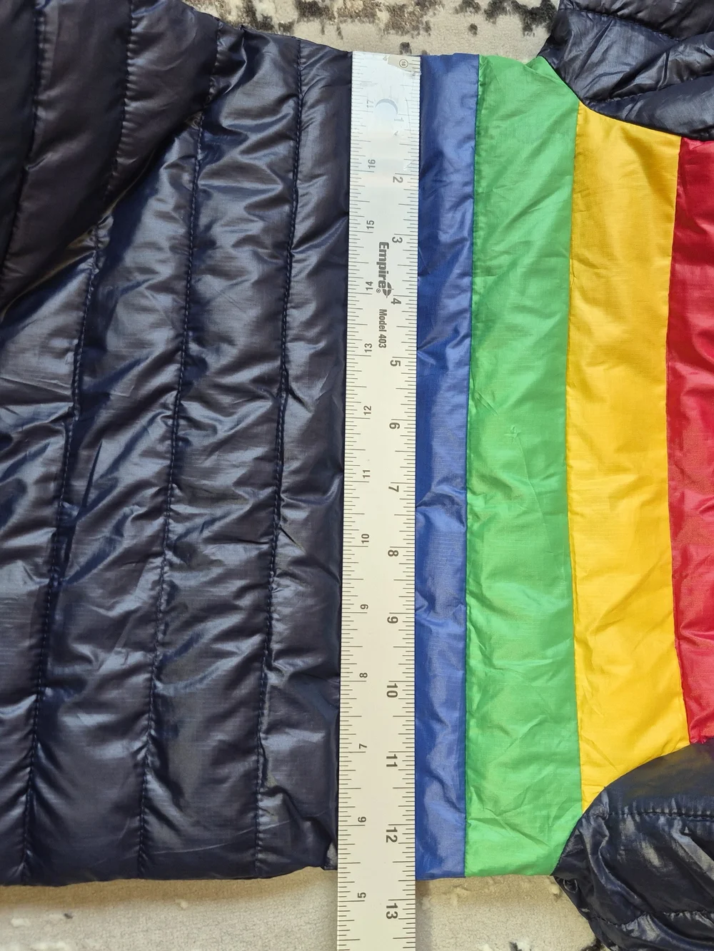 Primary Baby Lightweight Puffer Suit snowsuit Navy / Bold Rainbow 0-6 m